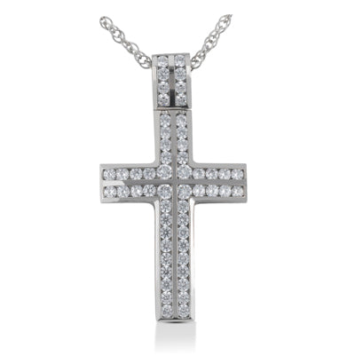 Round Diamond Cross Pendant (Total Diamond Weight 1.38ct, Quality GH-VS)