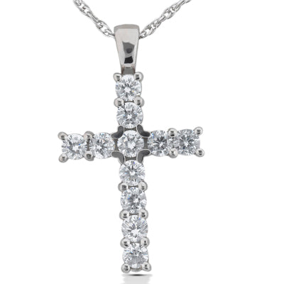 Round Diamond Cross Pendant (Total Diamond Weight 0.33ct, Quality GH-VS)