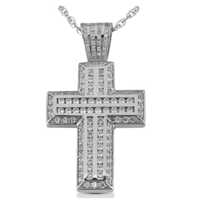 Round Diamond Cross Pendant (Total Diamond Weight 1.37ct, Quality GH-VS)