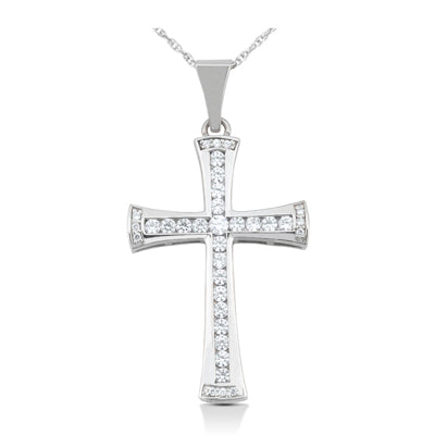 Round Diamond Cross Pendant (Total Diamond Weight 0.64ct, Quality GH-VS)