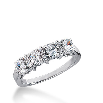 Oval Round Diamond Wedding Band (Total Diamond Weight 0.95ct, Quality GH-VS)