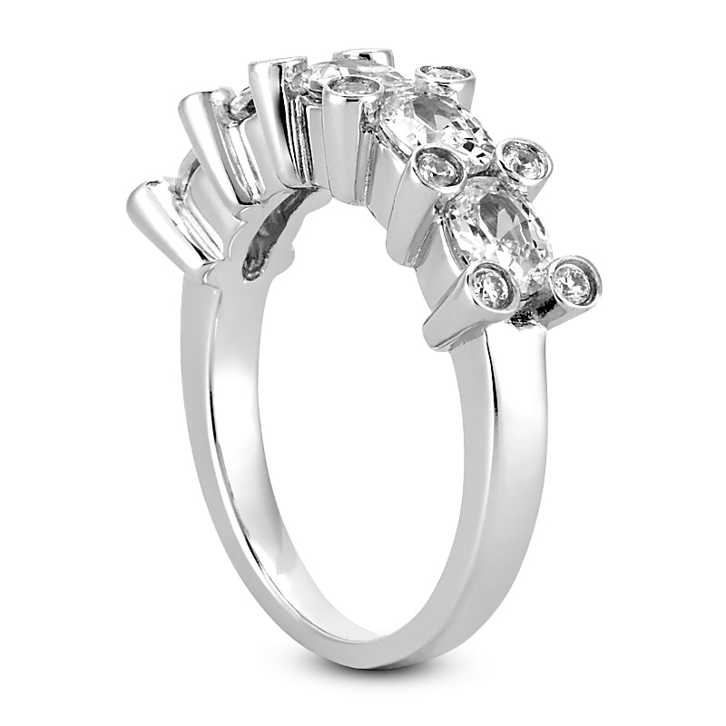 Oval Round Diamond Wedding Band (Total Diamond Weight 1.37ct, Quality GH-VS)