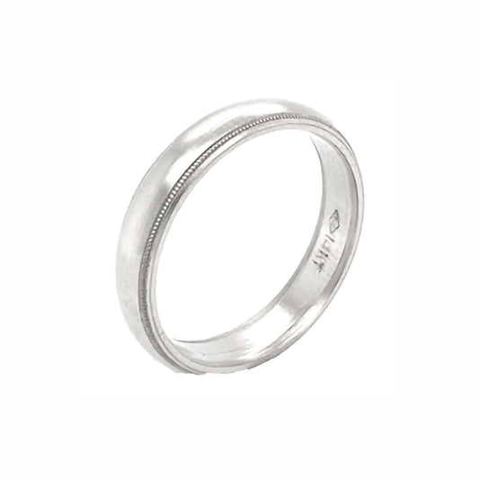 Half-Round Comfort Fit Polished Millgrain Gold Wedding Band 3MM